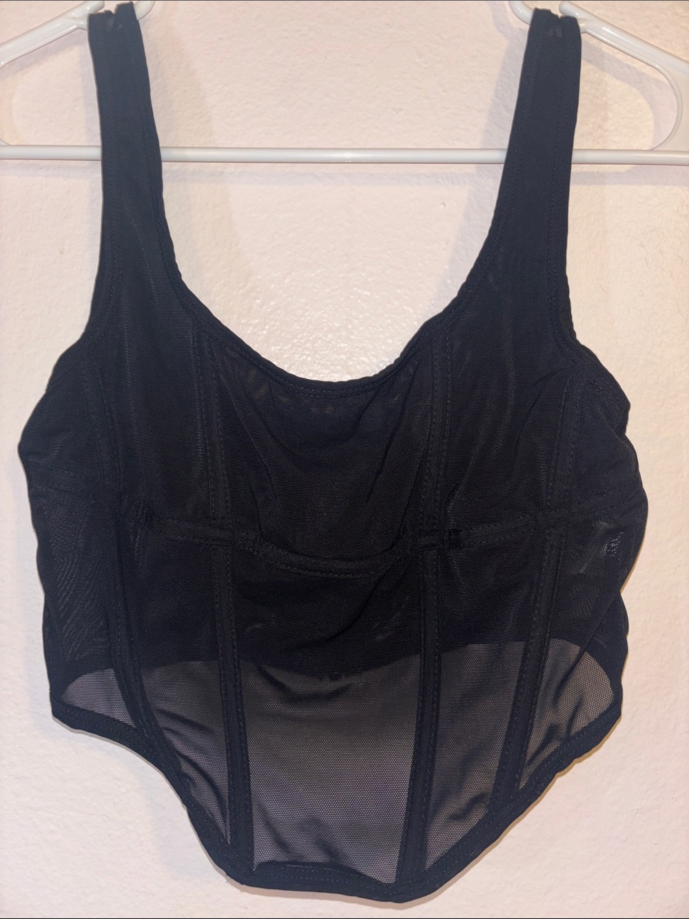Tic Toc Woman’s Black Sheer Mesh Corset Tank Top Size S
